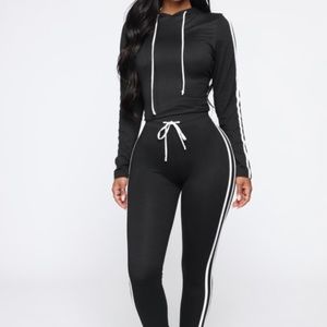 Two piece set/ black and white strip XS